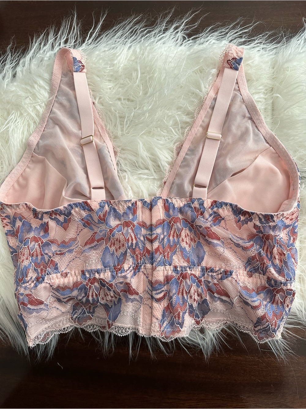 NWT Cosabella Paradiso Curvy Plungie Bralette Pink Lilly Luzerne Blue Large - Picture 2 of 6